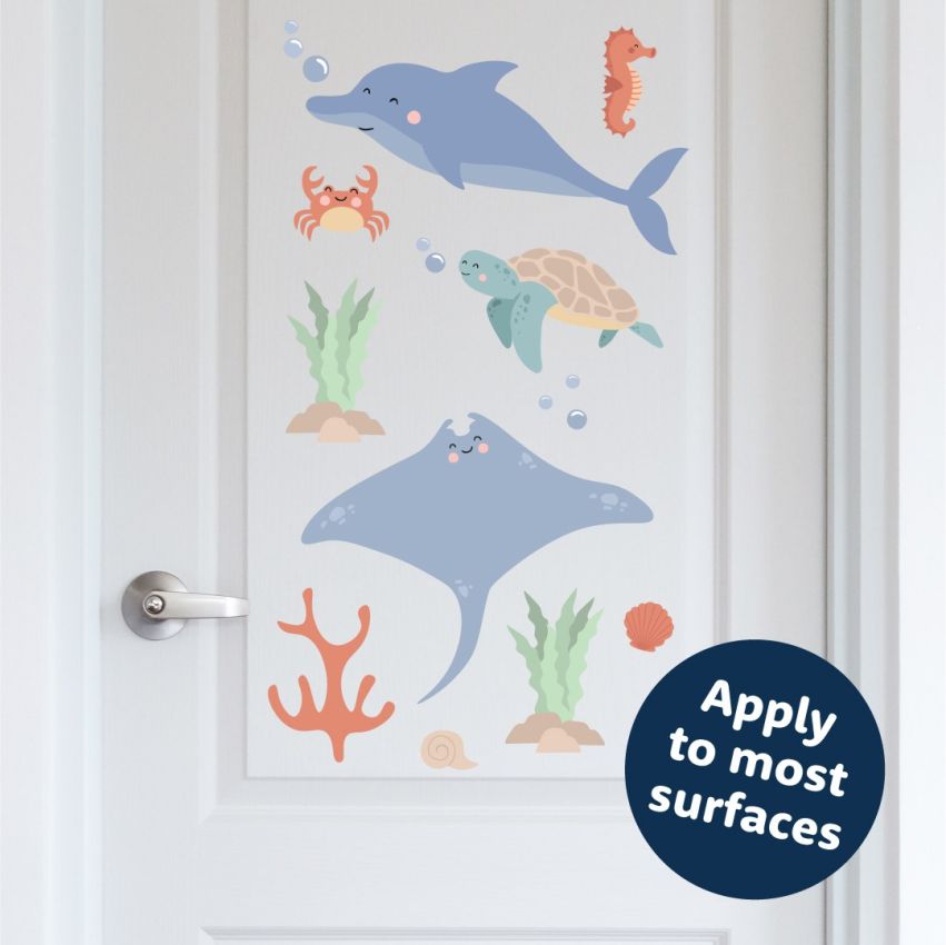 Pastel Sea Animals Wall Stickers product preview image