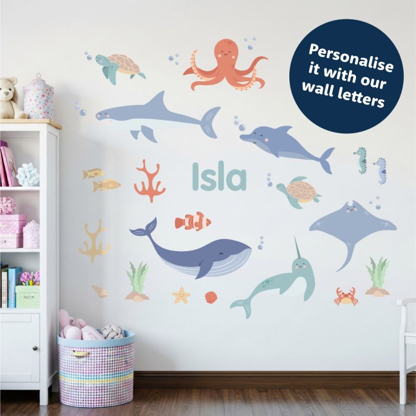 Pastel Sea Animals Wall Stickers product preview image