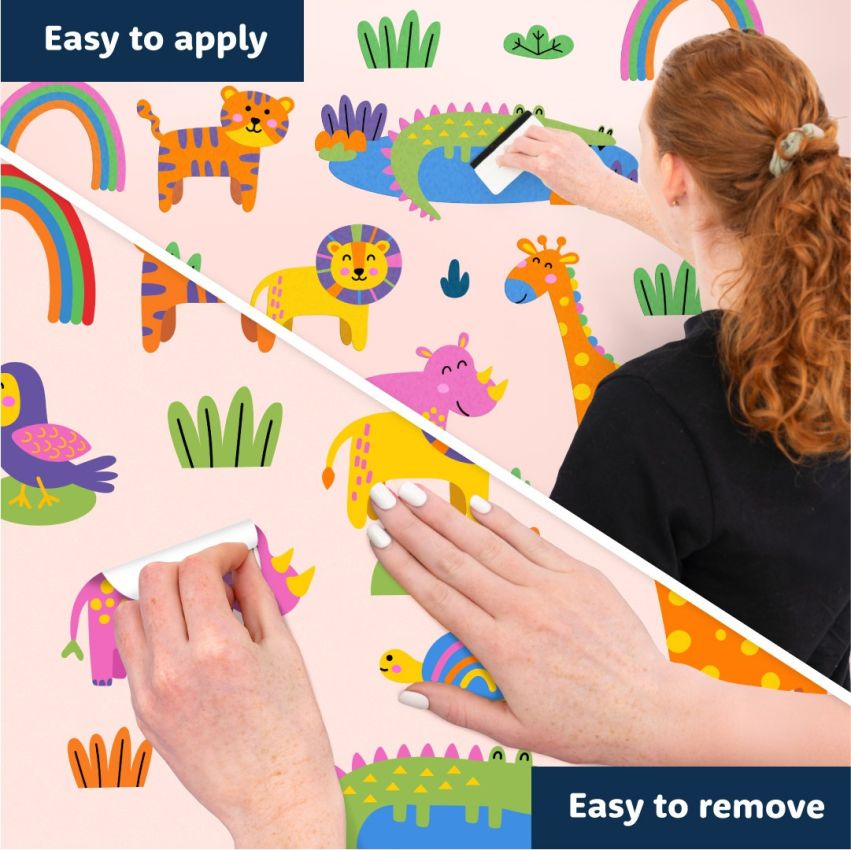 Pink Wild Animals Wall Stickers product preview image