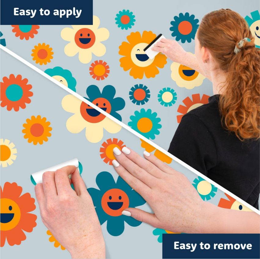 Retro Smiley Flowers Wall Stickers product preview image