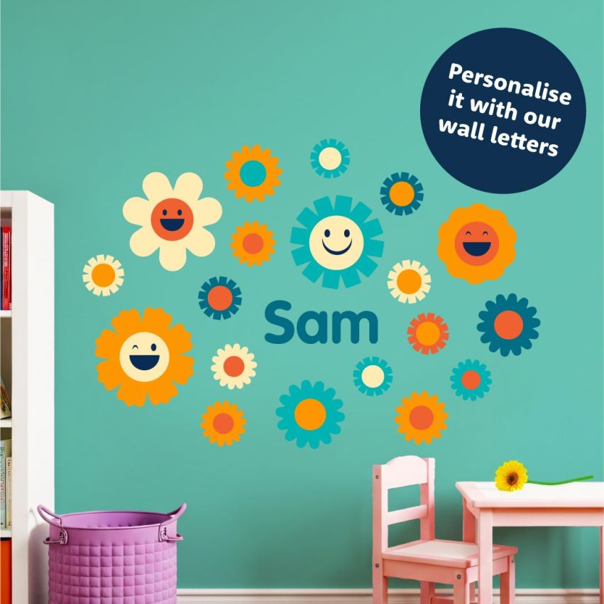 Retro Smiley Flowers Wall Stickers gallery image №4