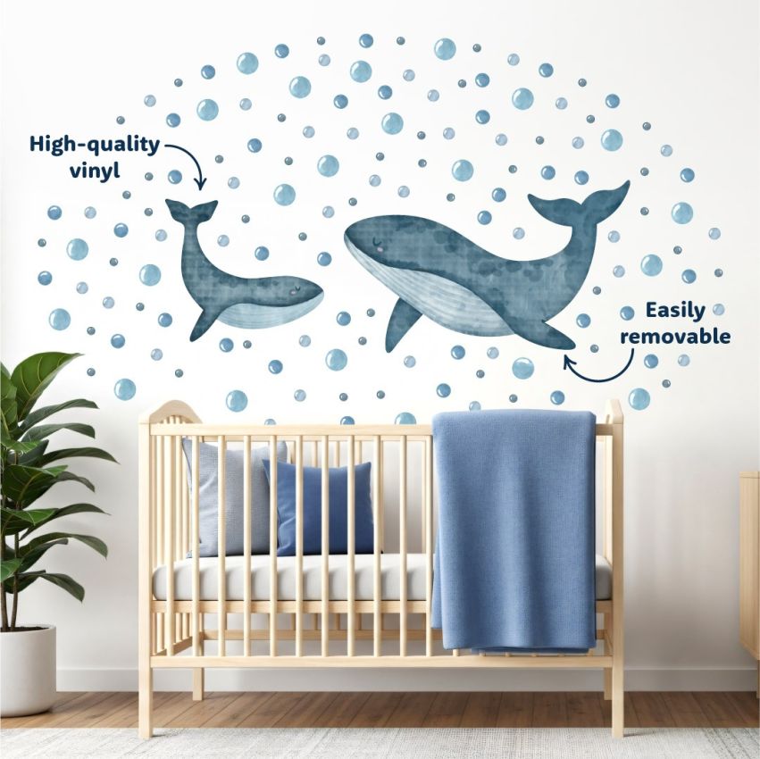 Watercolour Whale Wall Stickers product preview image